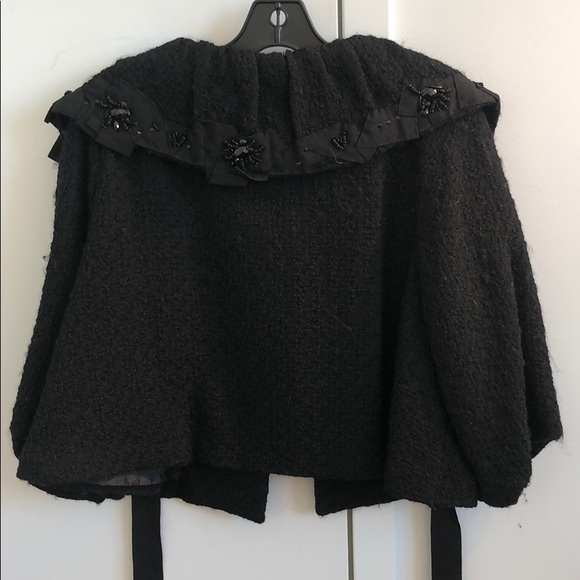 Cape coat with sequins collar & balloon sleeves - Picture 7 of 7